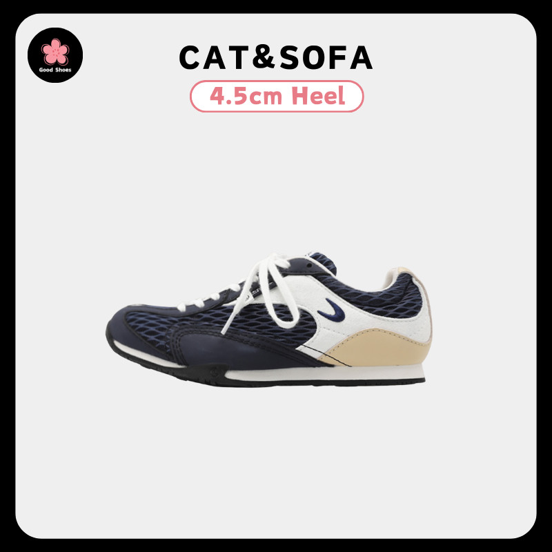 CAT&SOFA [พร้อมส่ง] 4.5CM Cat And Sofa รองเท้าผ้าใบ Dark Blue Racing Shoes Coarse Mesh Breathable Sp