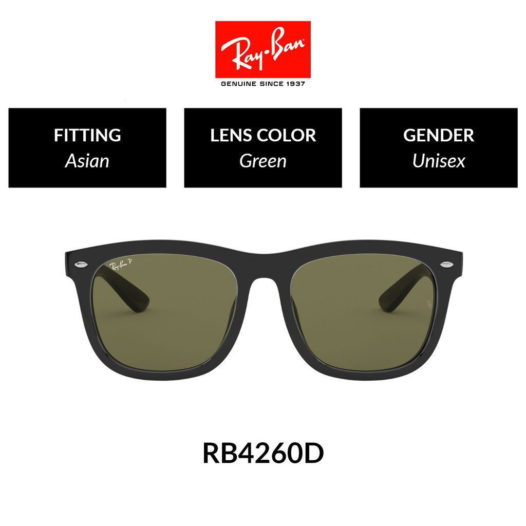 J7de Ray-Ban Square| Rb4260d 601/9A Unisex Asian แว่นตากันแดดโพลาไรซ์ขนาด 57 มม.ชื่อราคา XB5S
