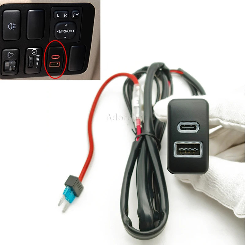 รถ Dual Charge ซ็อกเก็ต QC3.0 PD Fast Charging Outlet ชาร์จโทรศัพท์อะแดปเตอร์ซ็อกเก็ตเหมาะสําหรับ To