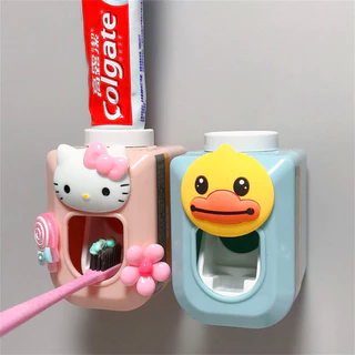 เครื่องบีบยาสีฟันอัตโนมัติติดผนังลายการ์ตูน Hello Kitty อุปกรณ์ห้องน้ำ ที่บีบยาสีฟันสุดน่ารัก TH