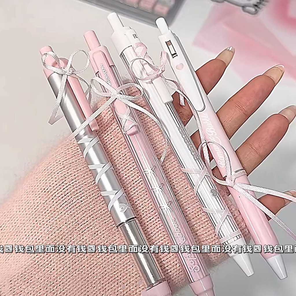 C click pen แปรงดอกไม้และบทกวี ปากกาคําถาม Girl Fan Ribbon ปากกาเจล High-value Niche Student Press ป