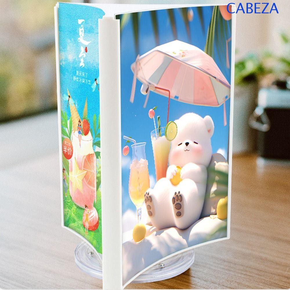 CABEZA อะคริลิค Revolving ตารางการ์ด,สามด้าน A4/A5 เมนูขาตั้งจอแสดงผล, ความโปร่งใส Smooth หมุนนํากลั