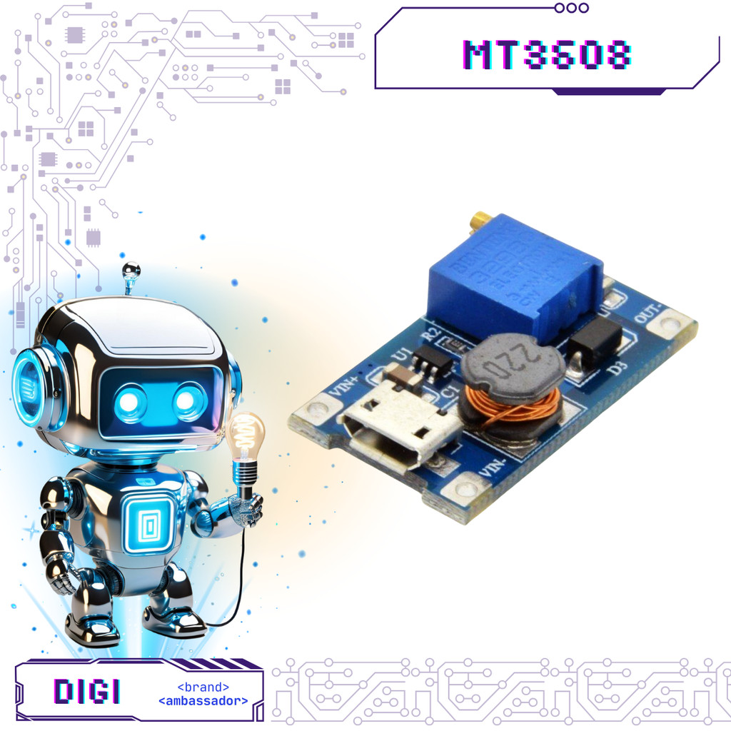 MT3608 DC-DC ตัวแปลงสเต็ปอัพสวิตช์แบบปรับได้ - Digibot