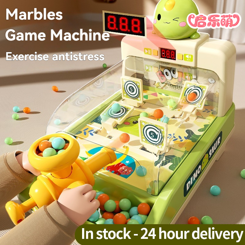 [Qilemeng] Pinball Machine ของเล่นโต๊ะ Pinball Machine เด็กไดโนเสาร์ชุดของเล่นอิเล็กทรอนิกส์เดสก์ท็อ