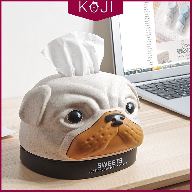 KOJI Bobby Dog การสร้างแบบจําลองที่ใส่กระดาษทิชชูกล่องสกัดกระดาษการ์ตูนสร้างสรรค์กล่องกระดาษชําระกล่