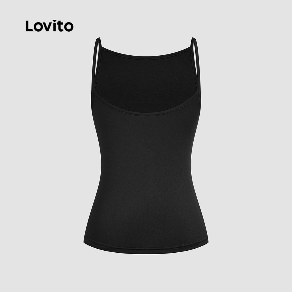 Lovito เสื้อกล้ามลําลอง เสื้อกล้ามสีดําฤดูร้อน/ฤดูใบไม้ผลิพื้นฐานสําหรับผู้หญิง L134LD140 - รูปที่ 3