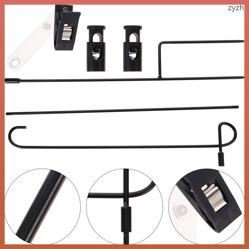 Flagpole Holder Stand Garden Supplies National Bracket Coat Hanger 89.2X44.7CM สีดํา Fe zhiyuanzh