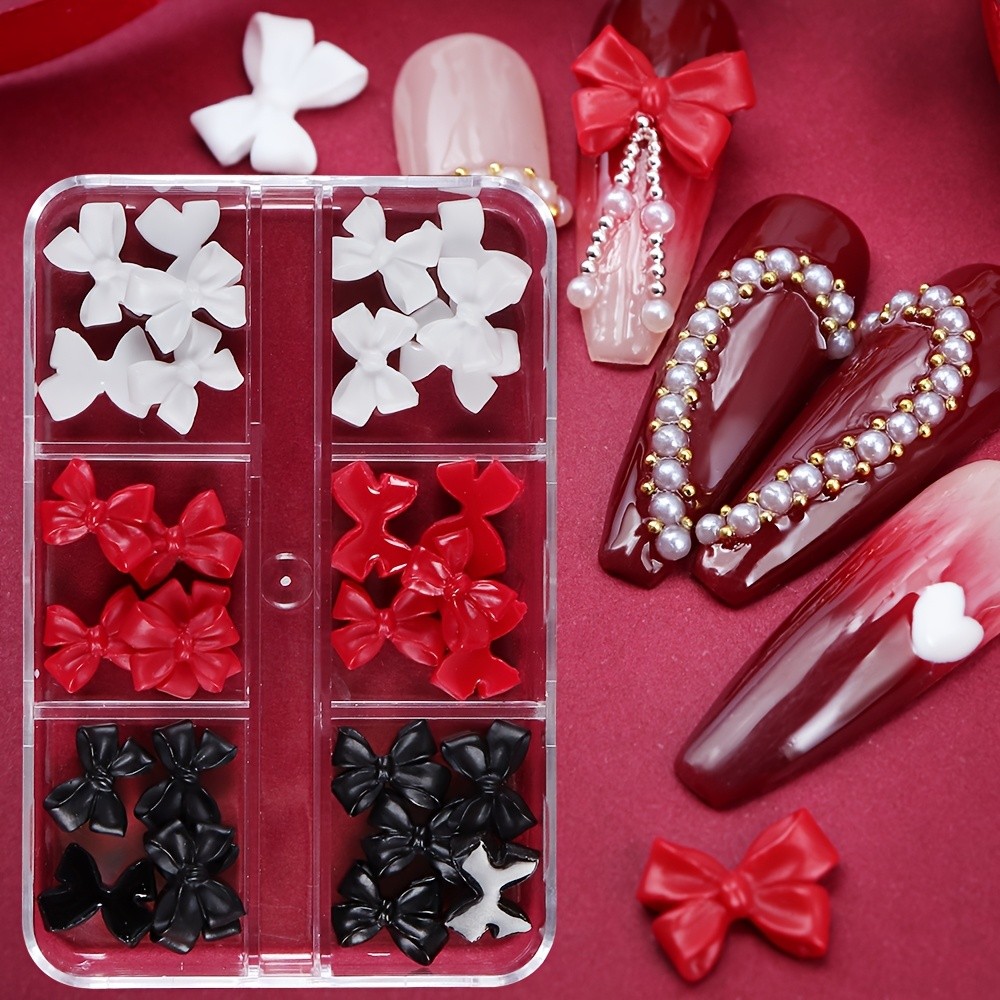 3D Bow Nail Art สติกเกอร์ Matte Finish ญี่ปุ่น Kawaii สไตล์เรซิ่นตกแต่งเล็บสําหรับ DIY เล็บ Pedicure