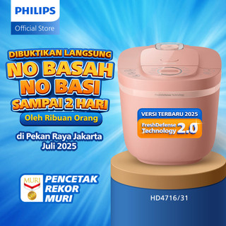 Philips Digital Rice Cooker Magicom 1.8 L - 3000 Digital Series HD4716/31 - Pink - 16 Menu Masak - Anti lengket - FreshDefense Technology - 400 Watt
