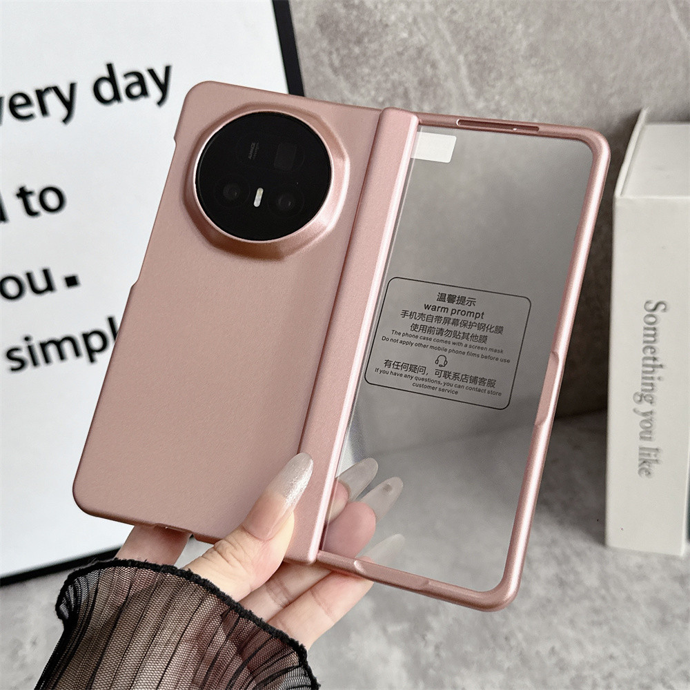 เคสโทรศัพท์สีทึบสําหรับ Honor Magic V5 ฟิล์มป้องกันด้านหน้า PC Hard Shell บานพับโปร่งใสแฟชั่นปกหลัง