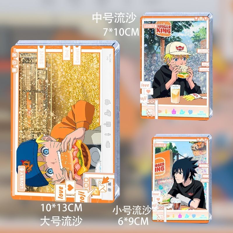 Naruto x Burger King Naruto Sasuke สินค้า Glitter ไพ่นกกระจอก Glitter ไพ่นกกระจอกอิฐเครื่องประดับ Va