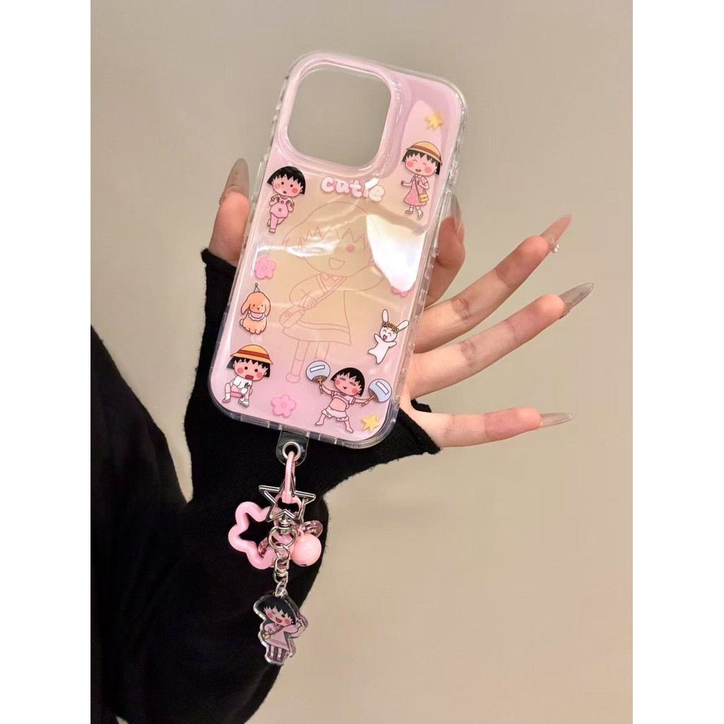 [รูปแบบใหม่น่ารัก Maruko] เคสโทรศัพท์ iPhone 16 Pro Max15/14plus13/12/11pro สร้อยข้อมือกันกระแทก