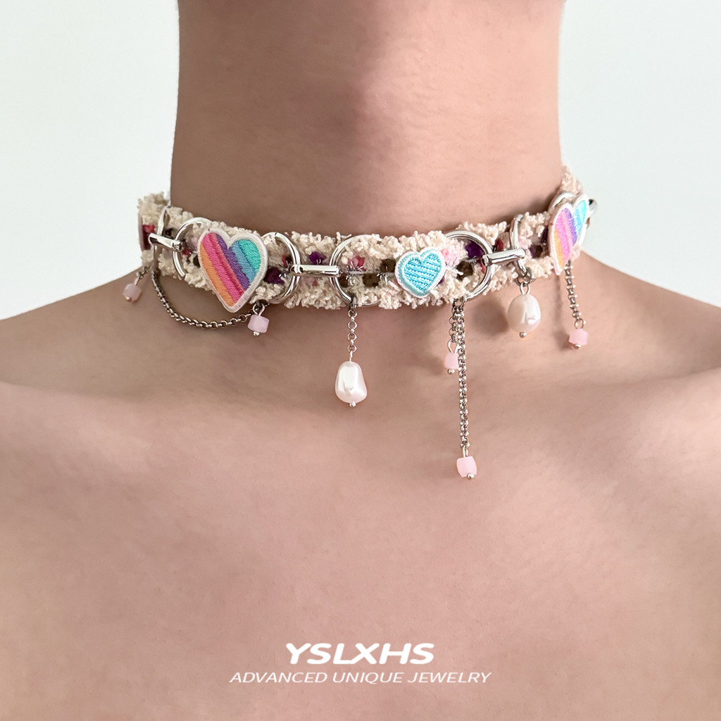 ✿Choker Sweet Cool Spice Neck Chain y2k Millennium Style Niche Abi อุปกรณ์เสริม Dopamine Color Love 