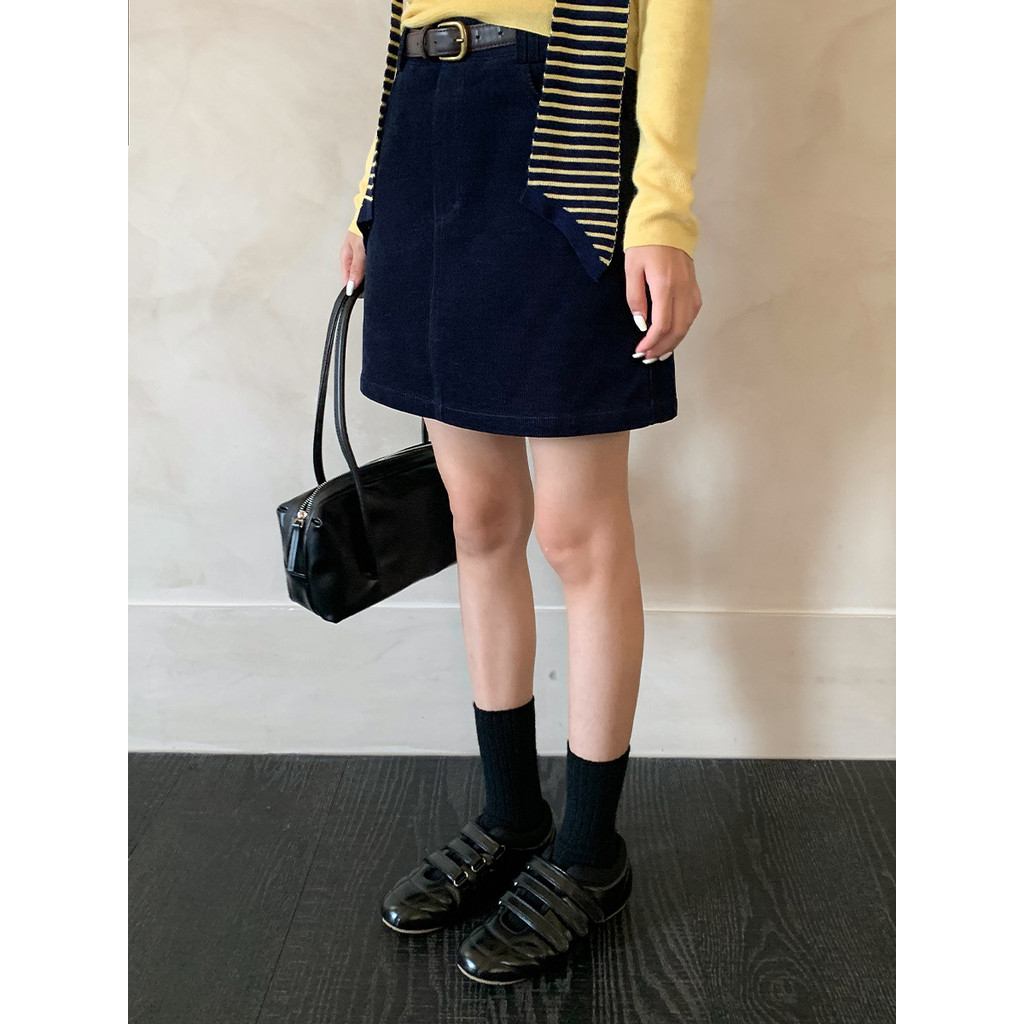 限时折扣衣尔衫 精选小裙 灯芯绒韩系三分裙A字短裙半身裙女ins腰显瘦0208Yi er shirt selection small skirt corduroy Korean threeTK