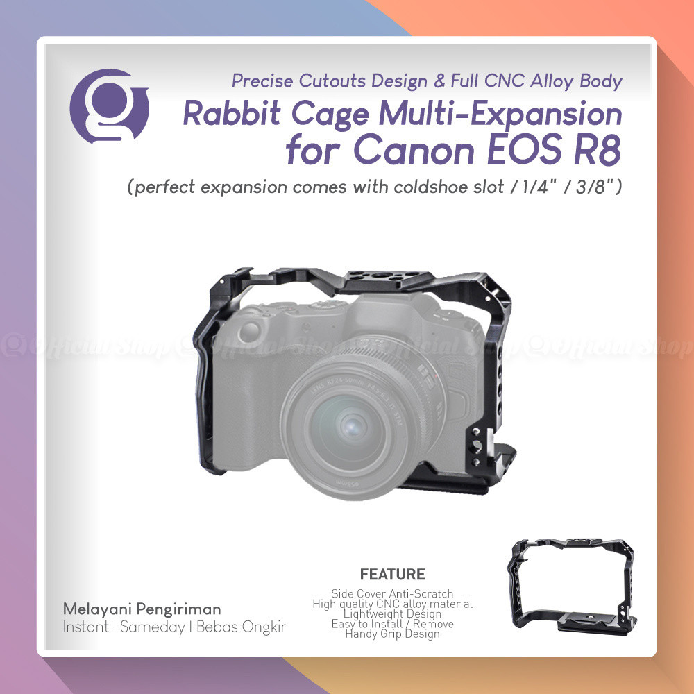HOP GRC-R8 กรง Rig สําหรับ Canon R8 แผ่น CNC อลูมิเนียมโลหะกล้อง Hand Grip Bracket EOS R 8