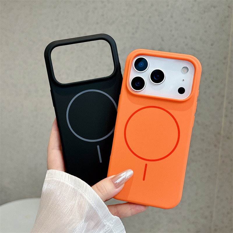 เคสโทรศัพท์ซิลิโคนเหลวเข้ากันได้กับ iPhone17 7air 17pro 17promax 16 pro max 15 promax 13promax pro การดูดซึมแม่เหล็กกรอบเลนส์รูรับแสงขนาดใหญ่ฝาหลังป้องกันแผ่นดินไหว