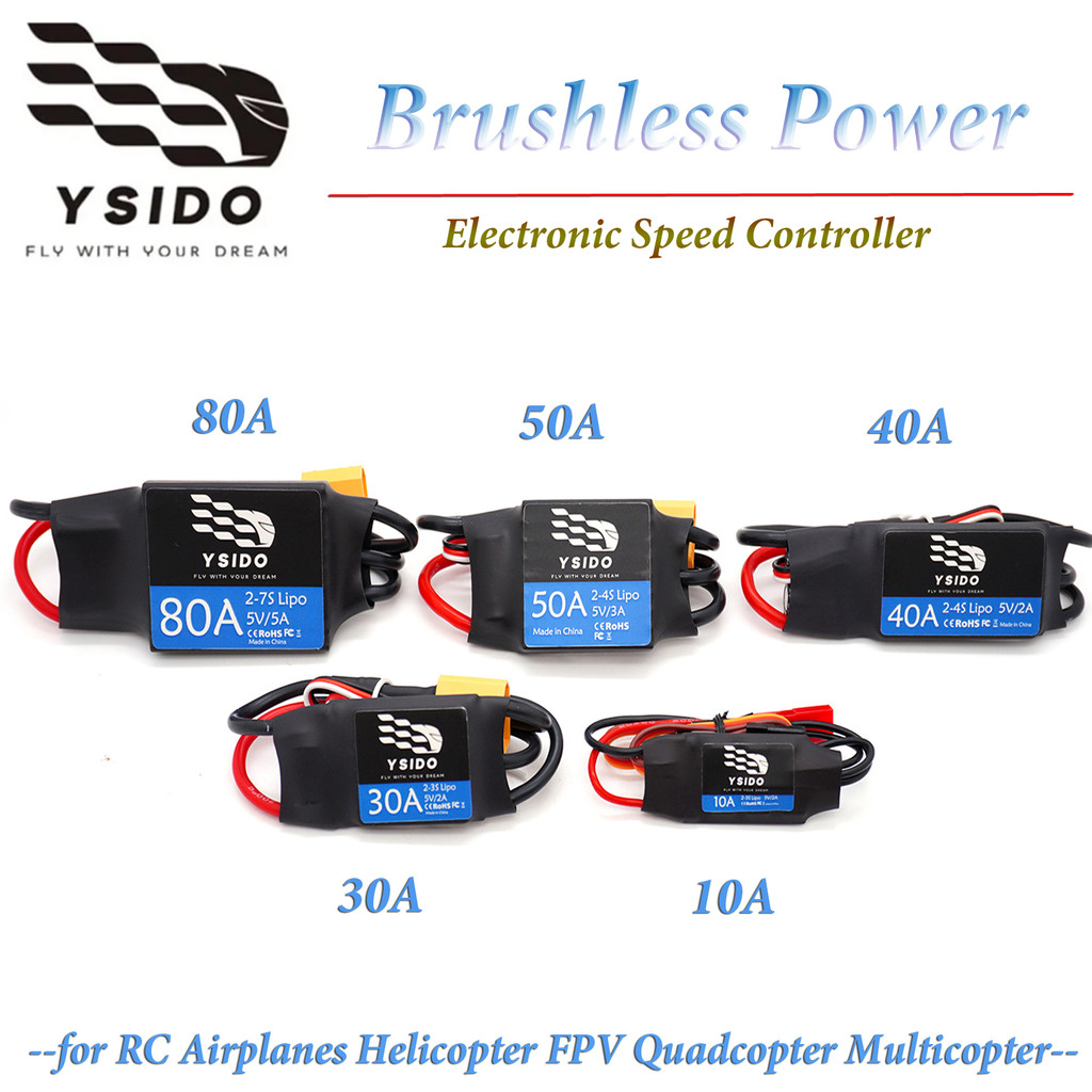 10A 30A 40A 50A 60A 80A Brushless ESC Speed Controller พร้อม BEC 2-7S สําหรับ RC เครื่องบินเฮลิคอปเตอร์ FPV Quadcopter อุปกรณ์เสริม