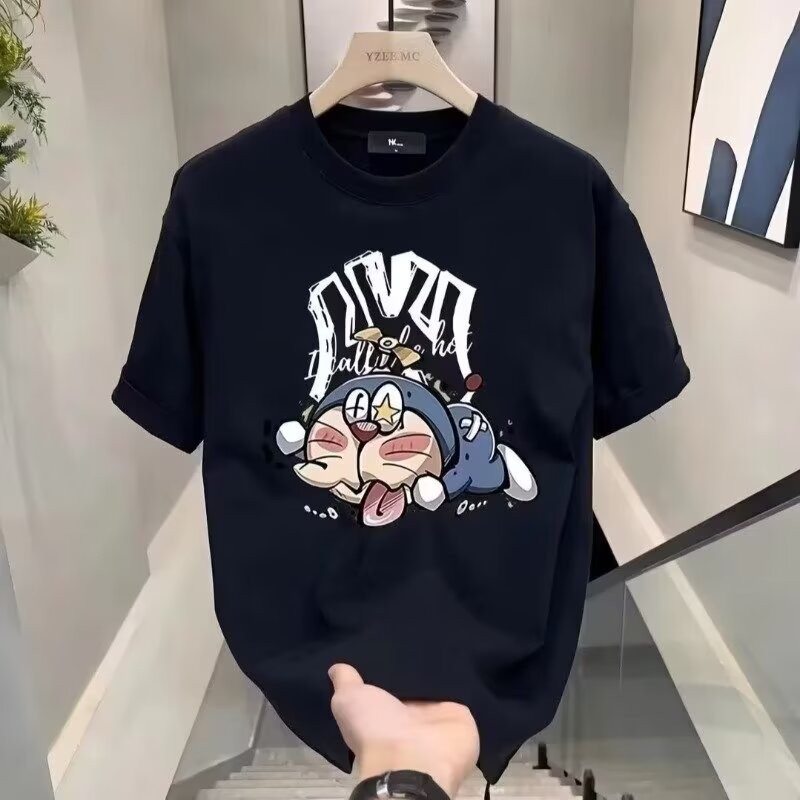 Top 23 สไตล์ฮ่องกงผู้ชายอินเทรนด์เสื้อยืดใหม่ลําลองหลวม Street Wear Simple 2025new เวอร์ชั่นเกาหลี C