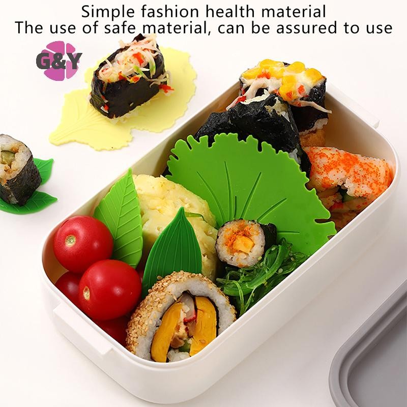 G&Y 5 ชิ้น/เซ็ต Leaf Bento จานถ้วยอาหารกลางวันแยกซูชิข้าว Ball Mat ซูชิตกแต่ง COD