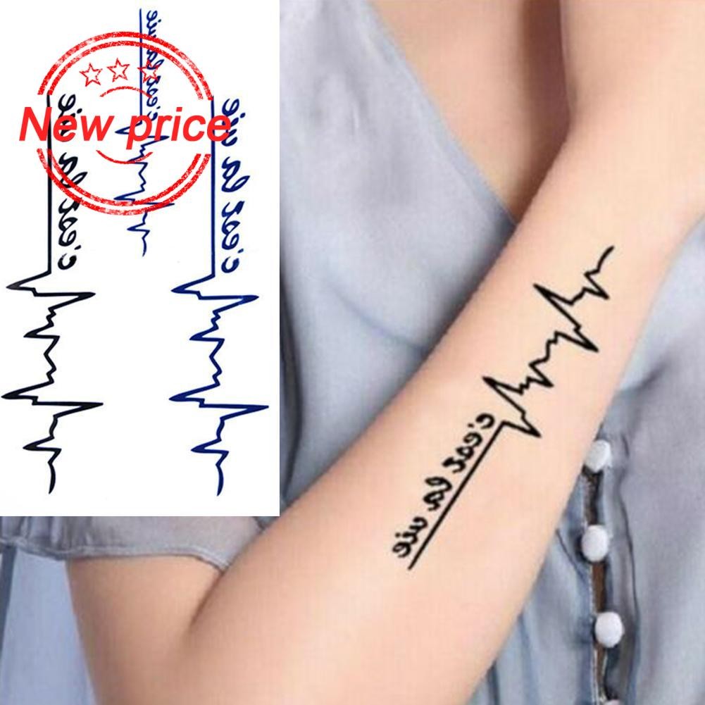 กันน้ําชั่วคราว Tattoos แฟชั่น 3d Electrocardiogram Body สติกเกอร์ Tattoo Design Art T7s7