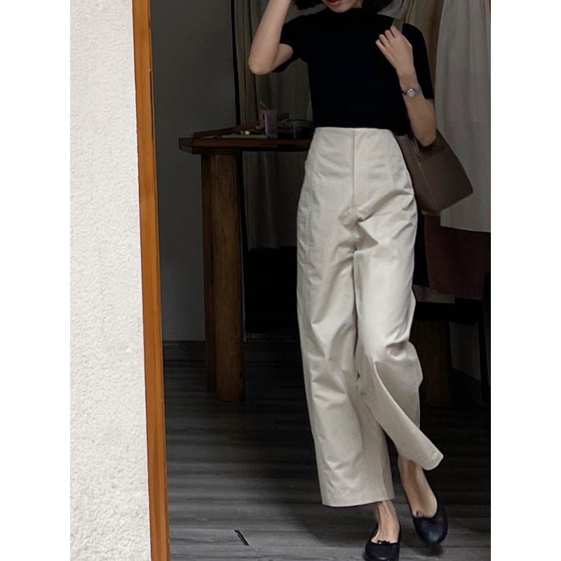 กางเกงกางเกงวอมold money ผู้หญิงแฟชั่นหรูหราแต่งตัวไปคาเฟ่สามารถใส่ไปทำงานได้ชุดมินิมอล