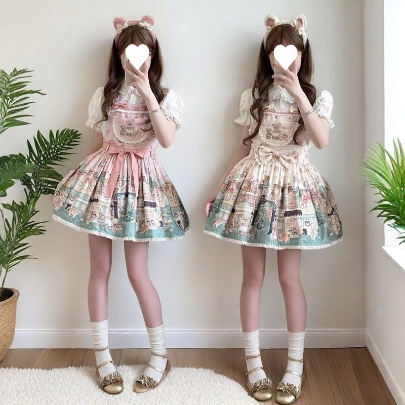 Full Style lolita Strap lolita Dress Suspender Bow Cute lo Skirt lolita#9.19#