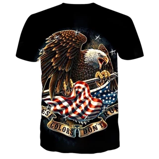 ผู้ชายs เสื้อยืด Full Body 3d พิมพ์ O-คอ Tshirt แฟชั่น Eagle เสื้อยืดลําลองเสื้อแขนสั้น