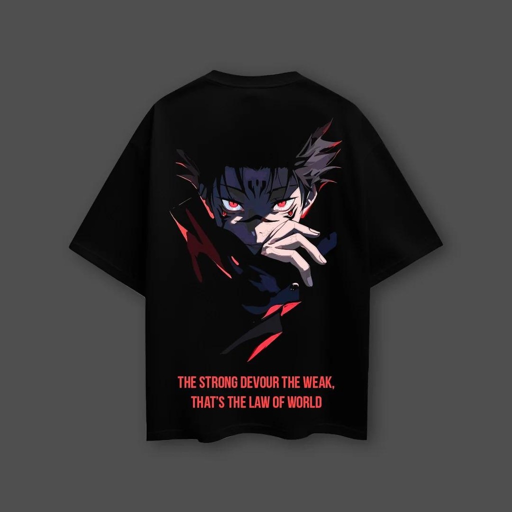 Cursed King Sukuna – Oversized Fit Black T-Shirt
