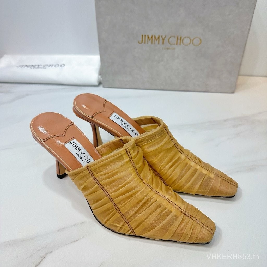 JIMMY CHOO รองเท้าแตะส้นสูง แบบใหม่ปี 2025 หน้าตาแหลมดีไซน์เก๋