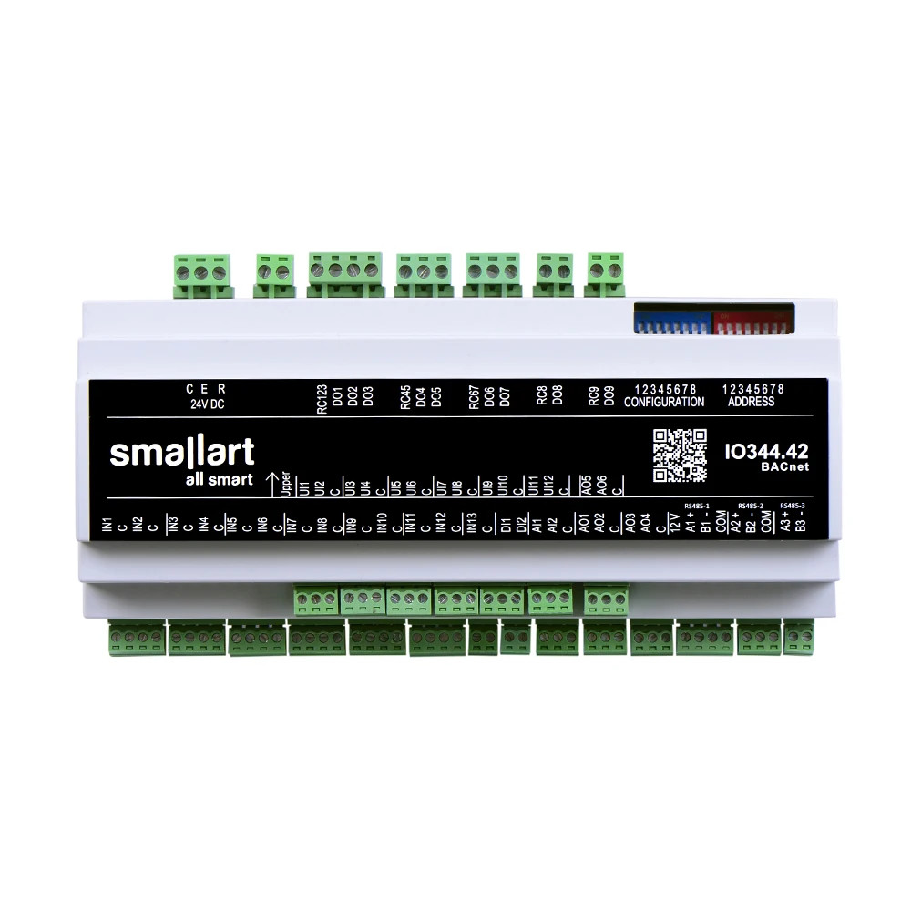 แบรนด์ใหม่ IO344 - โมดูลอินพุตออก 44 I/O 24V DC BACnet MS/TP DIN Rail