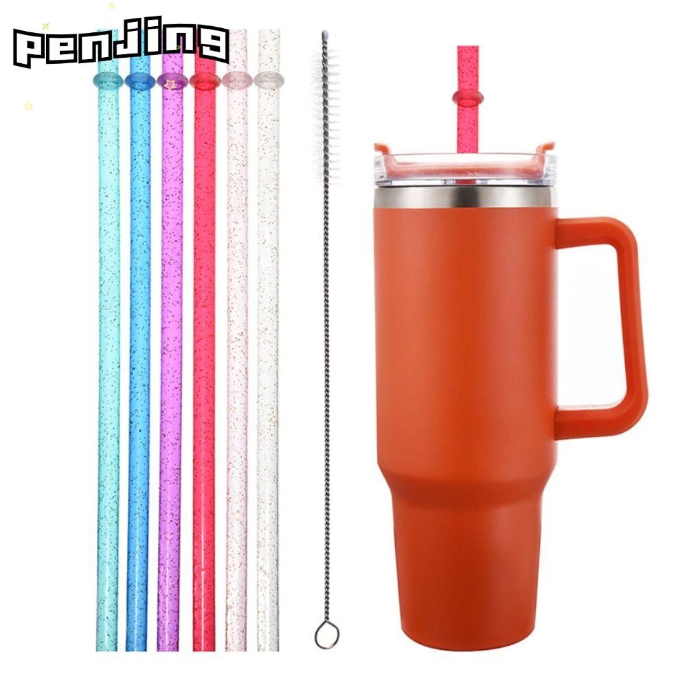 PENJING 12 + 1 ผงทองหลอดพลาสติก, ถ้วยอุปกรณ์เสริมรถ Travel Cup ฟางรถถ้วย, นํากลับมาใช้ใหม่แบบพกพาพร้