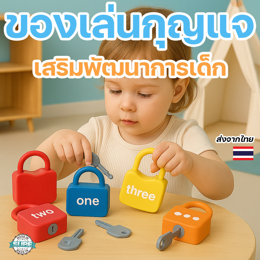 ของเล่นเสริมพัฒนาการ Learning Lock กุญแจจับคู่ ตัวต่อคำศัพท์ สี ตัวเลข และรูปทรง ฝึกสมองเด็กสนุกสนาน