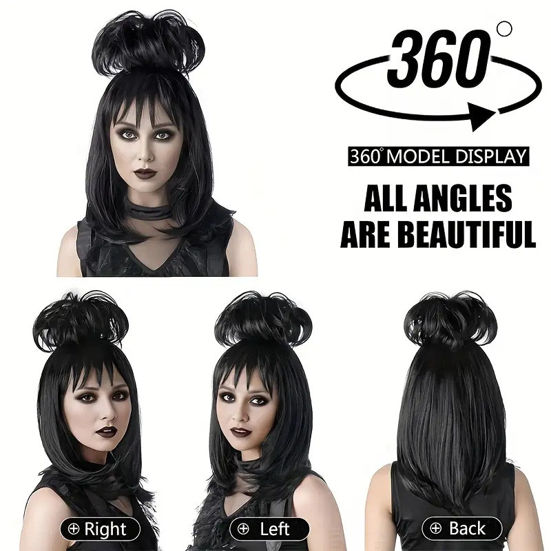 Underworld Master Beetle Juice Lydia Deetz Black cos Wig [cxJ]