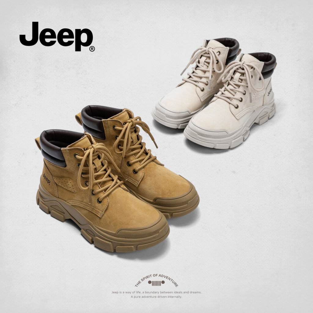 JEEP มาร์ตินบู๊ทส์ผู้หญิง แบบรถจี๊ปสไตล์อังกฤษ กันลื่น ทนทานสำหรับเดินป่ากลางแจ้ง รองรับแรงกระแทกดี 