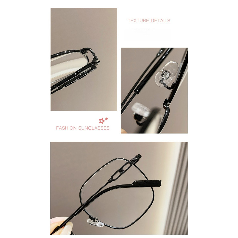 (แว่นตา + กล่องแว่น)แว่นตากรองแสงสีฟ้าสไตล์เรโทร -0.75°~-4。25° กรอบกลมใหญ่ สไตล์เกาหลี แว่นตากรองแสงสีฟ้า สำหรับผู้ชายและผู้หญิง 1144 - รูปที่ 5