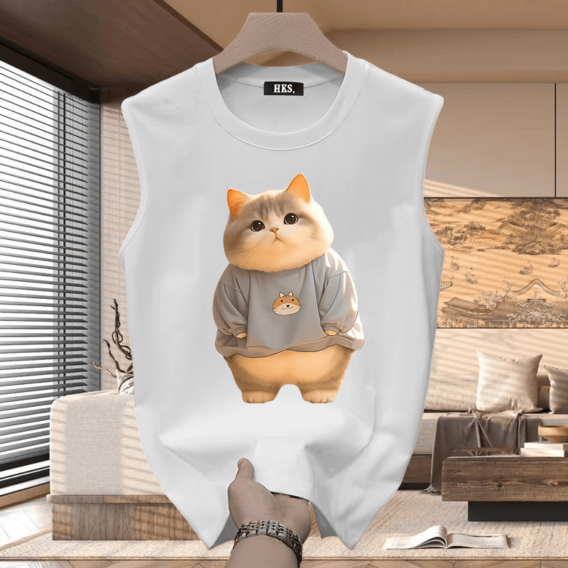 2025 NEW High Street Outerwear Vest Unisex Fitness Sports Sleeveless T-Shirt American Style Trendy V