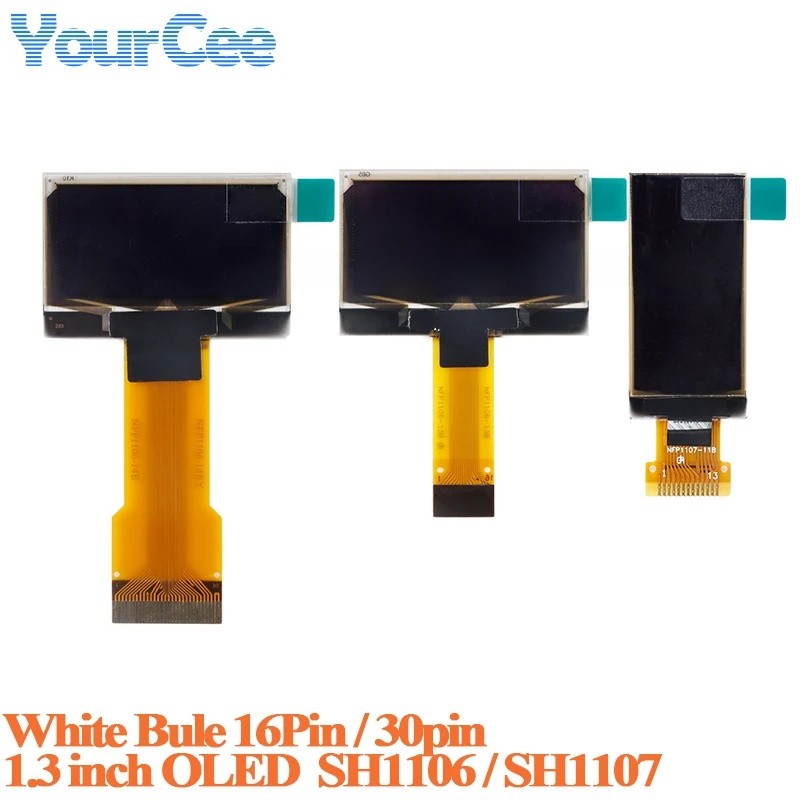1.3 "1.3 นิ้วสีขาวสีฟ้า OLED หน้าจอ LCD จอแสดงผล SH1106 SPI IIC I2C128*64 128x64 30pin 16pin SH1107 