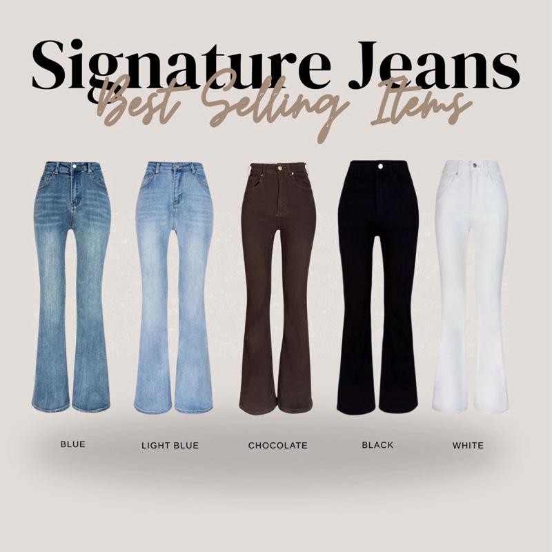 PP3577 กางเกงยีนส์ขาม้าเอวสูงปลายขาแต่งสะกิด Jean ผู้หญิง เสื้อผ้า Clothing Women Lady