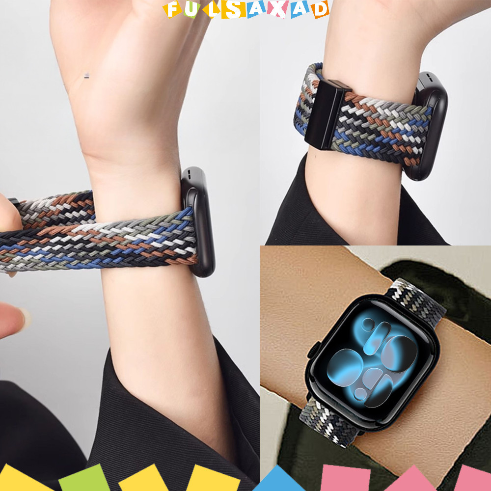 สายรัดไนลอนถัก Scrunchie สำหรับ for Iwatch Apple Watch Se 3 2 Ultra 3 2 Iwatch Series 11 10 9 8 7 6 49 42 46 45 44 มม