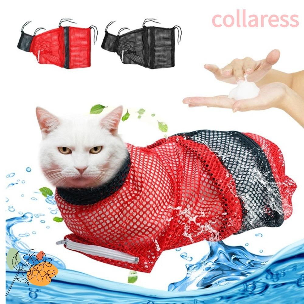 COLLARESS Cat Grooming Restraint Bag, Anti Escape Breathable Mesh Cat Bathing Bag, Cat Supplies Adju