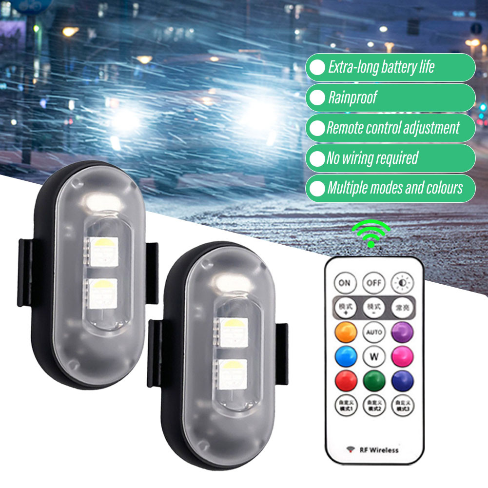 ไฟเตือน RGB LED 8 สี แบบระยะไกล ไร้สาย สำหรับรถจักรยานยนต์