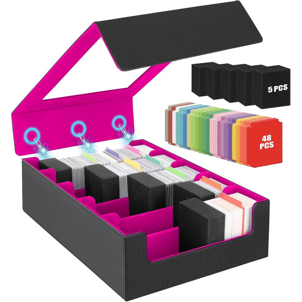 AOBOPLE Karten Box für 3900+ Karten,5 Reihen Sammelkarten-Aufbewahrungsboxen mit 48 Kartenteilern,Ma