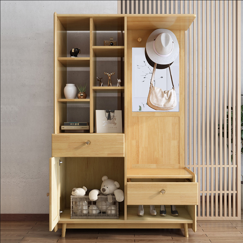 Nordic ไม้เนื้อแข็งทั้งหมดห้องโถงตู้ Entrance ตู้ด้านหลัง Wall Locker ห้องนั่งเล่นโมเดิร์น Locker Ro