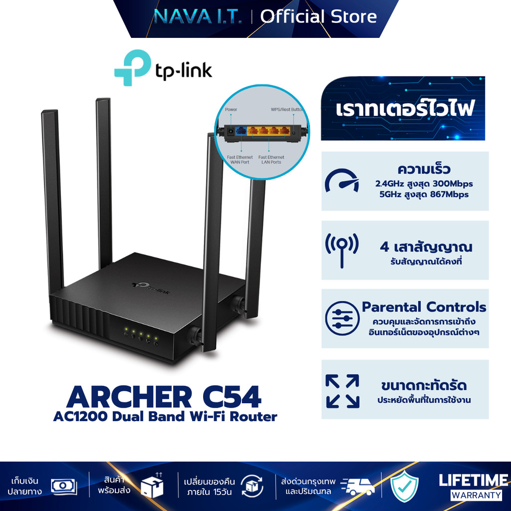 TP-Link Archer MR402 เราเตอร์ใส่ซิม AC1200 Wireless Dual Band 4G LTE Router รับประกัน 3 ปี