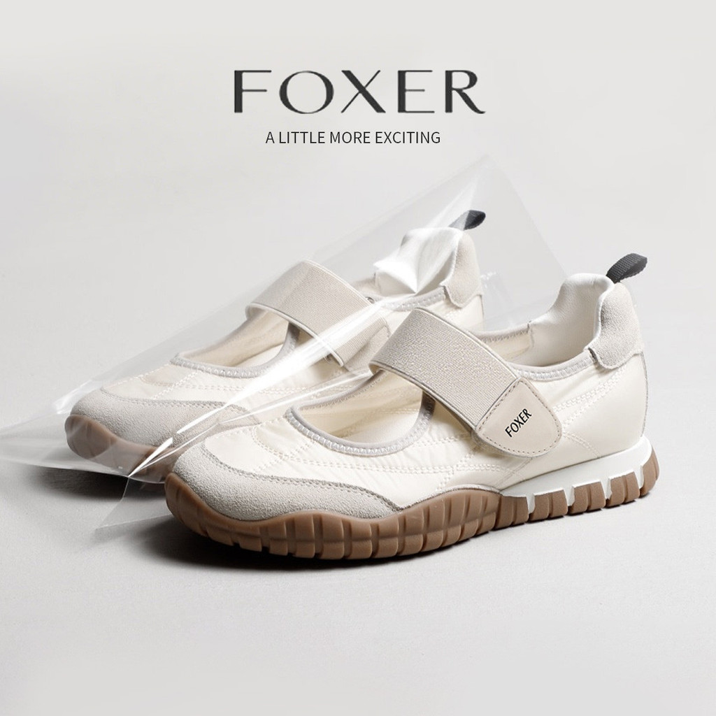 FOXER รองเท้าแมรี่เจนแฟชั่นสำหรับผู้หญิง ระบายอากาศหนักเบา Y2K รองเท้าลำลองส้นแบนรองเท้าผ้าใบ