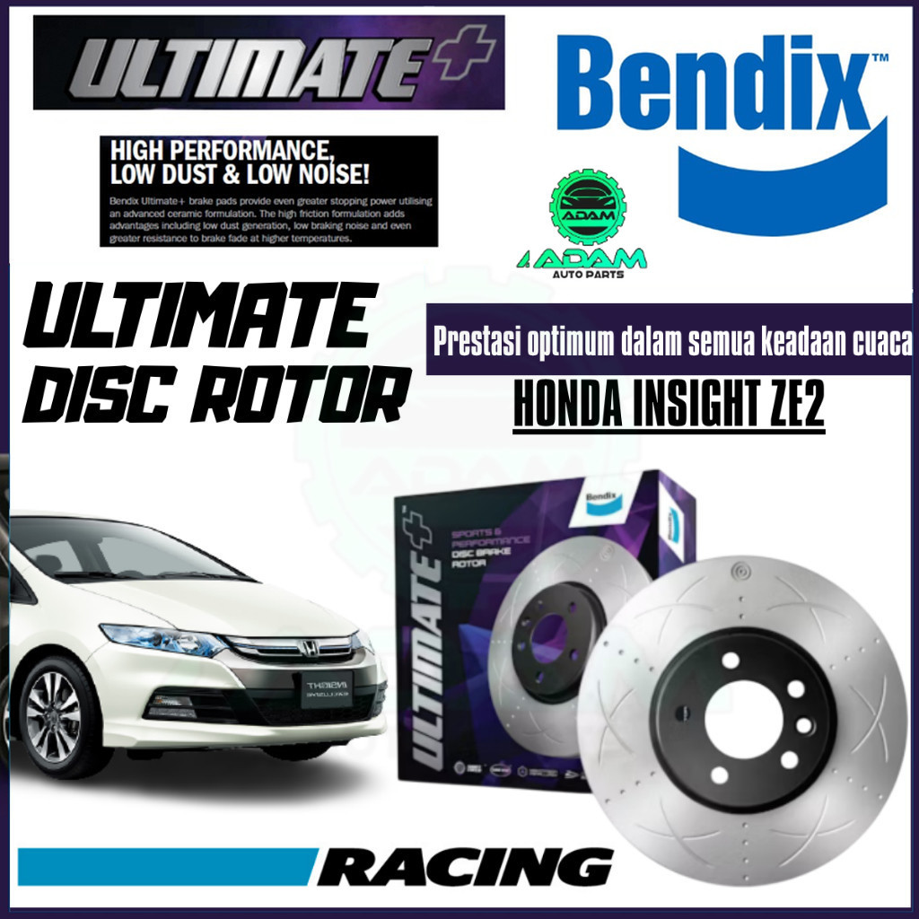 Bendix Ultimate+ ชุดหน้าโรเตอร์ - Honda Insight ZE2 Hybrid BR474 ULT+