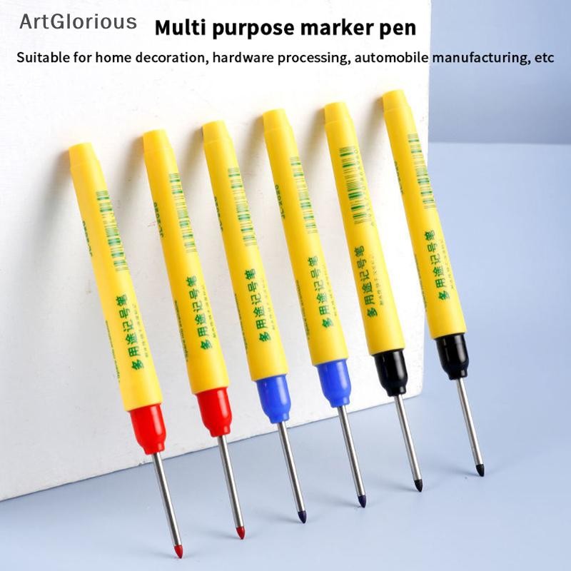 Art 2PCS 33 มม.สีแดง/สีฟ้า/ck หัวยาวปากกาทําเครื่องหมายงานไม้ตกแต่ง Deep Hole ปากกากันน้ําอเนกประสงค