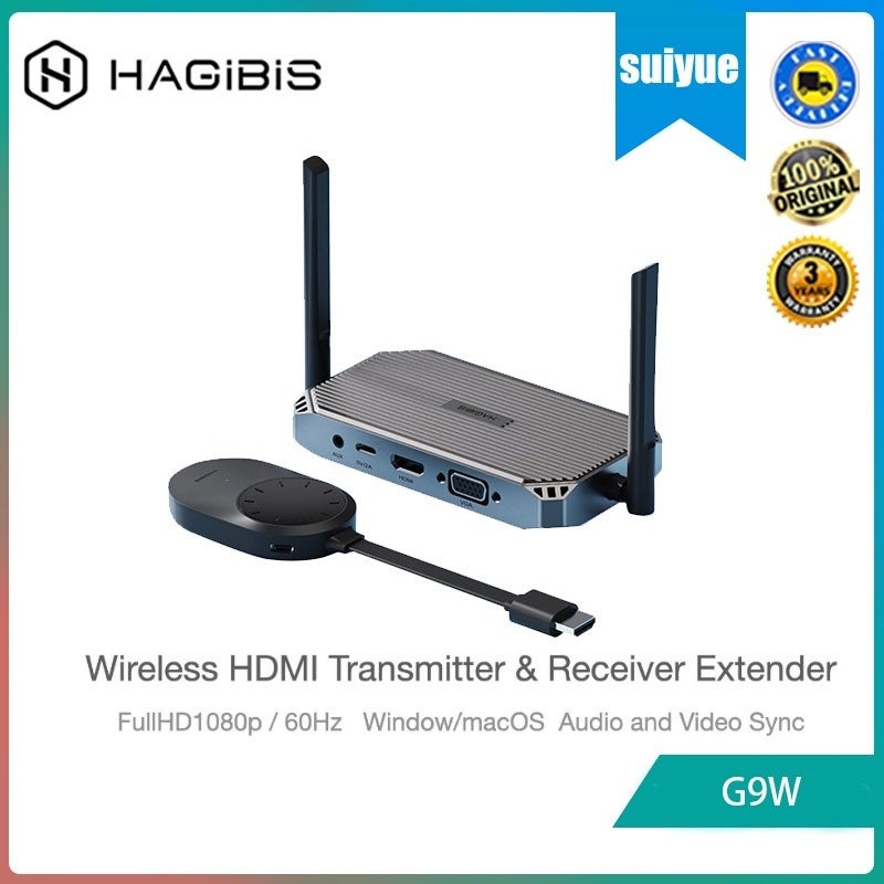 Hagibis G9W เครื่องส่งสัญญาณ HDMI และตัวรับสัญญาณ HDMI Extender ชุดจอแสดงผล Dongle Plug and Play