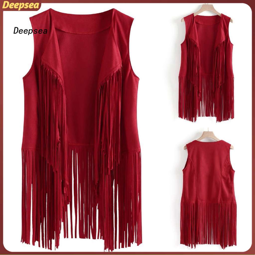 DPA Retro Fringe เสื้อกั๊กน้ำหนักเบาสำหรับผู้หญิง เหมาะสำหรับคอนเสิร์ตและคอสเพลย์