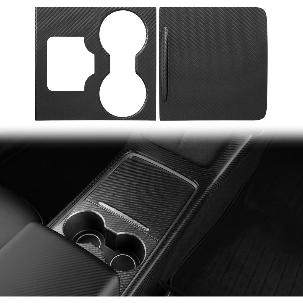 คอนโซลกลางห่อใช้งานร่วมกับ Tesla รุ่น 3 รุ่น Y 3K คาร์บอนไฟเบอร์คอนโซลตกแต่งภายในห่อชุด 2 ชิ้นอุปกรณ